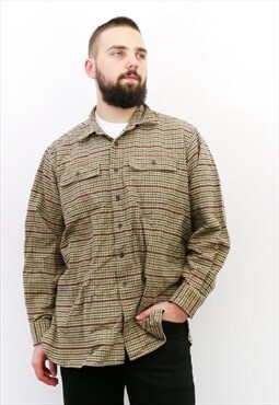 Chamois Cloth Shirt Moleskin Men's XL Plaid Brushed Cotton