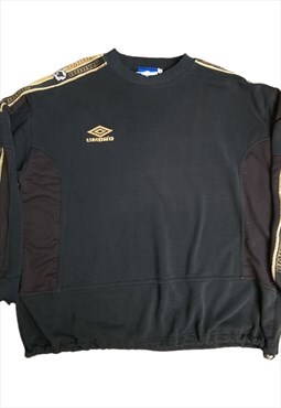 Vintage Umbro sweatshirt 90s taped sleeves black gold