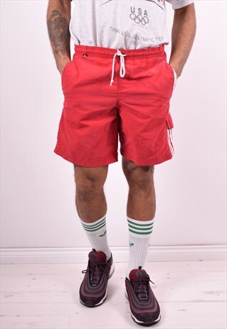 ADIDAS MENS VINTAGE SHORTS W32 RED 90'S