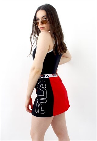 90'S RETRO RED & BLACK SKIRT
