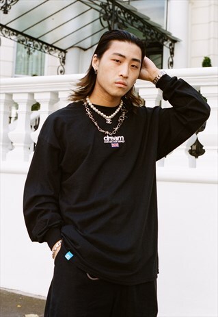 LONG SLEEVED T-SHIRT BLACK WITH DREAM EMBROIDERED LOGO