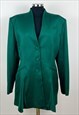 EMERALD GREEN WOOL WOMEN POWER SUIT, DESIGNER BLAZER JACKET