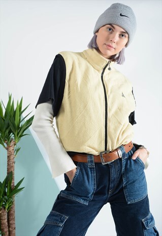 VINTAGE CHAMPION FLEECE VEST IN YELLOW