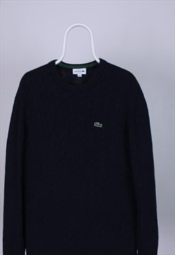 Lacoste vintage knitwear pure wool sweater navy blue XL