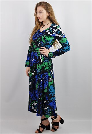 VINTAGE '70S FLORAL BOHO HORROCKSES MAXI PROM DRESS