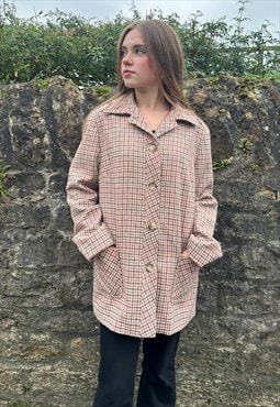 Vintage 70's Brown Cream Check Wool Heritage Ladies Jacket