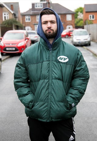 VINTAGE NEW YORK JETS NFL PUFFER JACKET