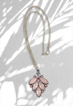 Silver Plated Satellite Chain With Pink Jewel