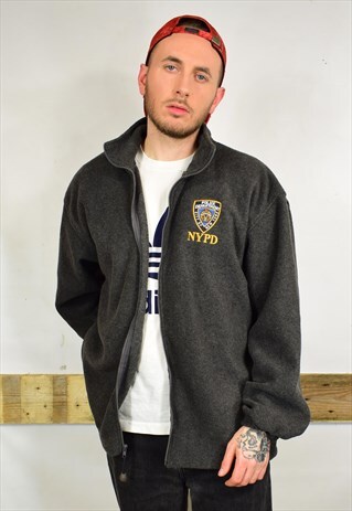 VINTAGE NYPD GREY ZIP FLEECE JACKET