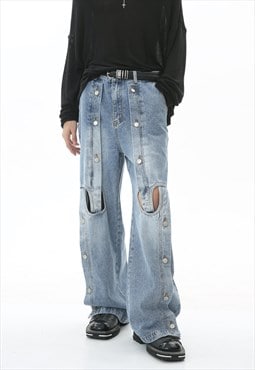 Men's Metal Breasted Ripped Jeans S VOL.3