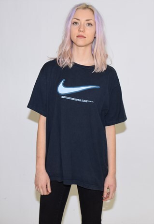 VINTAGE 90S BLUE NIKE CREW NECK T SHIRT