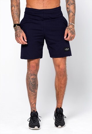 54 FLORAL JERSEY LOUNGE JOGGER SHORTS - NAVY
