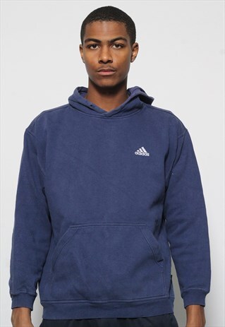 VINTAGE ADIDAS LOGO HOODIE BLUE