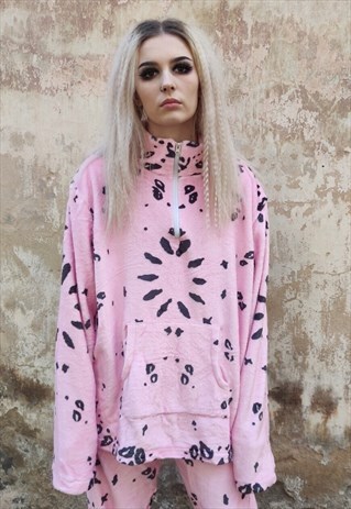 PAISLEY PRINT JUMPER CRUSHED VELVET BANDANNA PULLOVER PINK