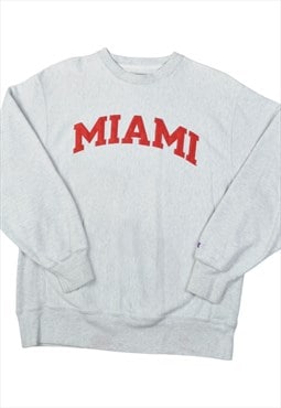 Vintage Champion Miami Reverse Weave Sweater Grey Medium