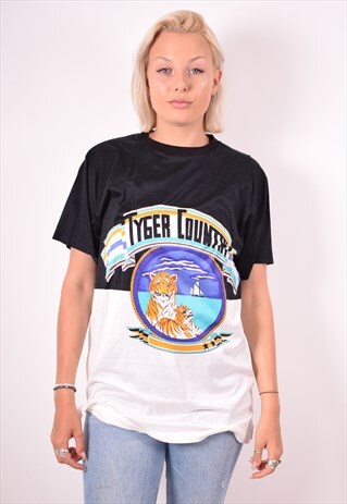 WOMENS VINTAGE T-SHIRT TOP LARGE MULTI 90S