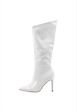 Patent Leather Pointed Toe Knee High Boots