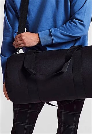 PREMIUM SMALL SHOULDER BARREL HOLDALL GYM BAG - BLACK
