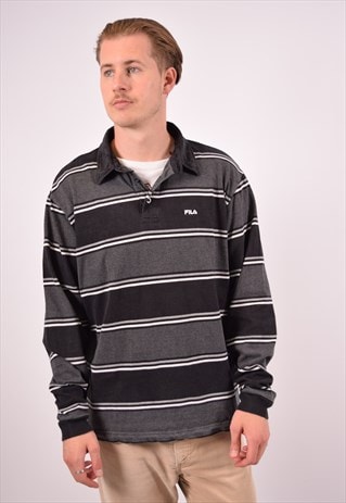 VINTAGE FILA POLO SHIRT LONG SLEEVE SLIM FIT MULTI