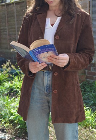 1990S VINTAGE BROWN SUEDE LEATHER JACKET