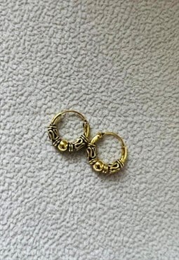 10mm Burnished Gold - 925 Sterling Silver Bali Hoops