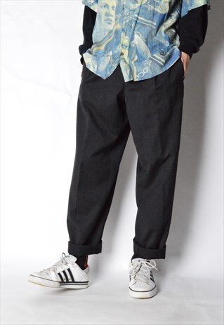 VINTAGE 90S DARK GREY WOOL PANTS