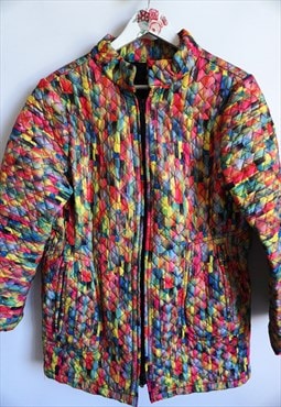 Vintage 90s Fall colorful coat Outwear Long Jacket