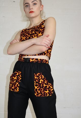 CONTRAST TROUSERS IN FLAMES