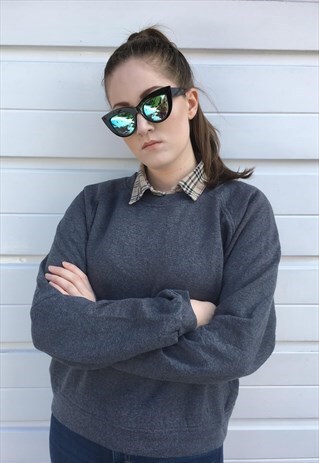 WOMENS VINTAGE 80S GREY CHAMPION SWEATSHIRT JUMPER