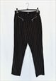 90S RETRO BROWN STRIPED HIGH WAIST MINIMALIST SMART PANTS