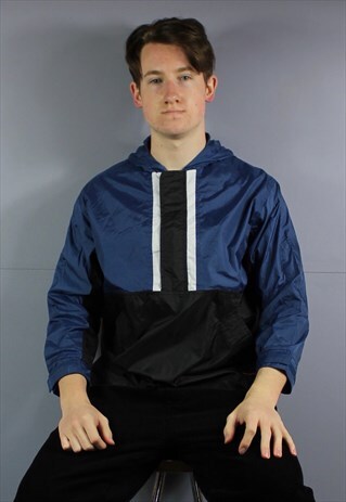 VINTAGE NIKE WINDBREAKER JACKET IN BLACK AND NAVY BLUE WITH