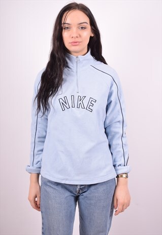 NIKE WOMENS VINTAGE FLEECE JUMPER LARGE BLUE 90'S