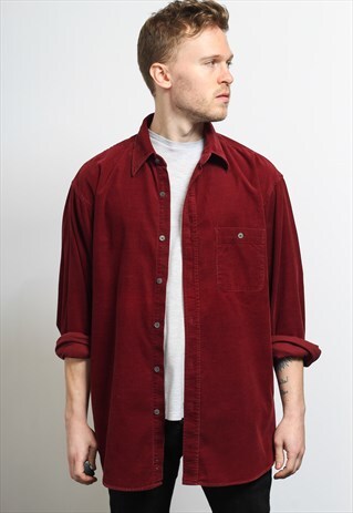 VINTAGE CORDUROY CORD SHIRT RED