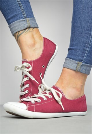 VINTAGE 90S CONVERSE BURGUNDY DAINTY OX SHOES TRAINERS