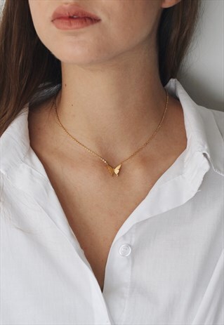 GOLD SILVER BUTTERLFY NECKLACE