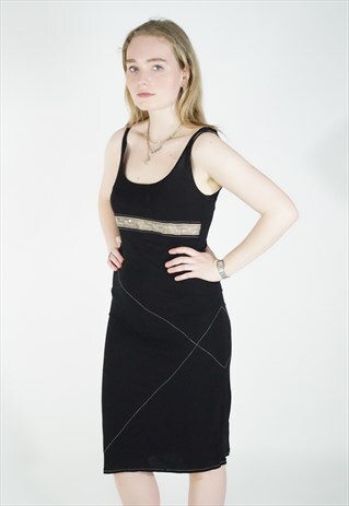 VINTAGE 90S BLACK EMBROIDERED DRESS