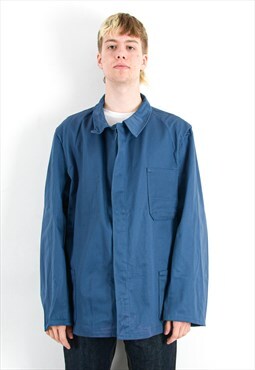 Vintage L Men's Blue Chore Jacket Coat Button Up Worker