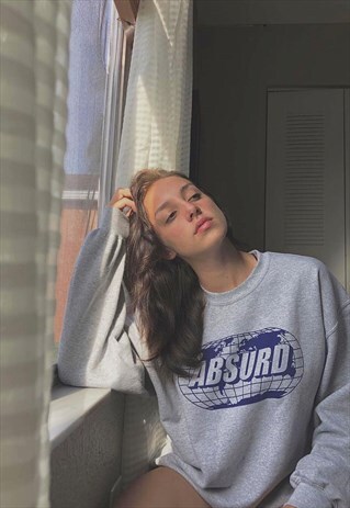 ORGANIC SWEATSHIRT IN GREY WITH STREETWEAR PRINT-UNISEX