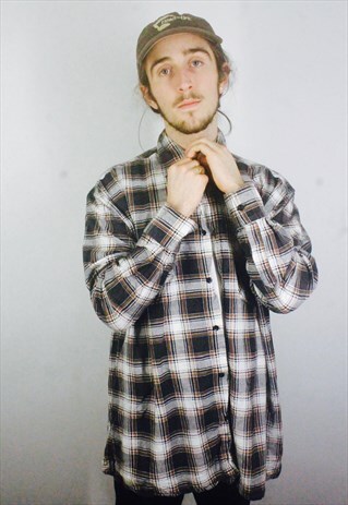 VINTAGE CHECK FLANNEL SHIRT
