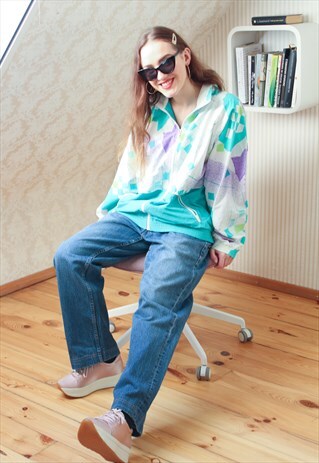 WHITE AND GREEN VINTAGE TRACKSUIT JACKET