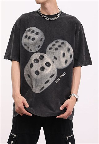 BLACK WASHED GRAPHIC KENDRICK COTTON OVERSIZED T SHIRT TEE