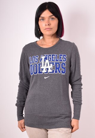 NIKE WOMENS VINTAGE LA DODGERS SWEATSHIRT JUMPER MEDIUM GREY