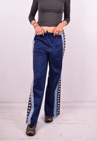 KAPPA WOMENS VINTAGE TRACKSUIT TROUSERS W28 L30 BLUE 90'S
