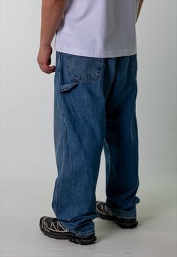 Blue Denim 90s Baggy Hip Hop Wrangler Cargo Skater Pants