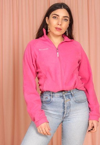 VINTAGE 90S COLUMBIA ZIP JACKET FLEECE IN PINK
