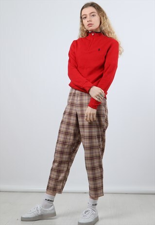 VINTAGE RALPH LAUREN MEDIUM RED KNITTED 1/4 ZIP SWEATSHIRT
