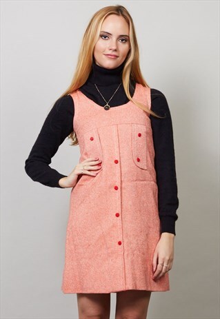 VINTAGE 60'S RED KNIT PULLOVER MINI DRESS