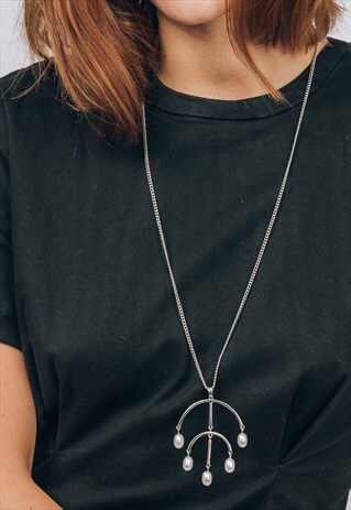 FIVE-BRANCHES NECKLACE WITH FAUX PEARLS