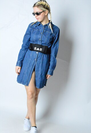 VINTAGE 90S BLUE DENIM SHIRT DRESS