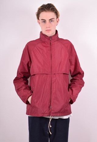 EDDIE BAUER MENS VINTAGE RAIN JACKET MEDIUM MAROON 90S